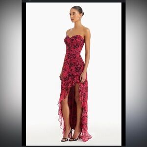 Amanda Uprichard Pink and Black High Low Dress